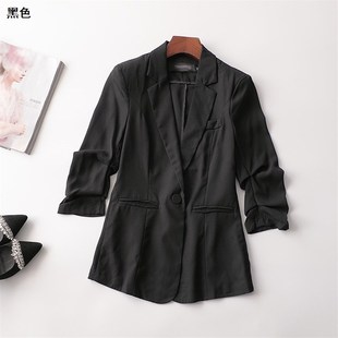 七分袖 深圳女中长款 翻领 春西装 241672
