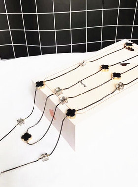 韩国双层水晶项链女秋冬百搭衣服配饰毛衣链长款女装饰时尚饰品