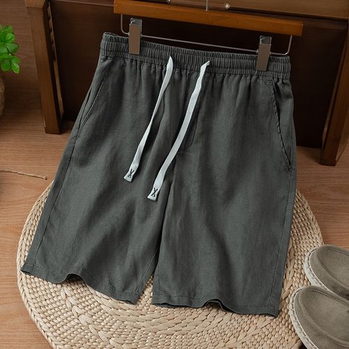 麻尚生活纯亚麻休闲短裤男夏季新款宽松显瘦薄款透气直筒五分裤子