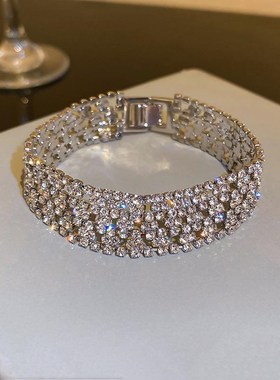 韩国时尚设计感几何镶钻手链个性潮淑女风手环网红文艺范气质手饰