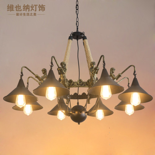 美式复古工业风麻绳吊灯创意个性餐厅灯具理发店火锅店网咖吊灯