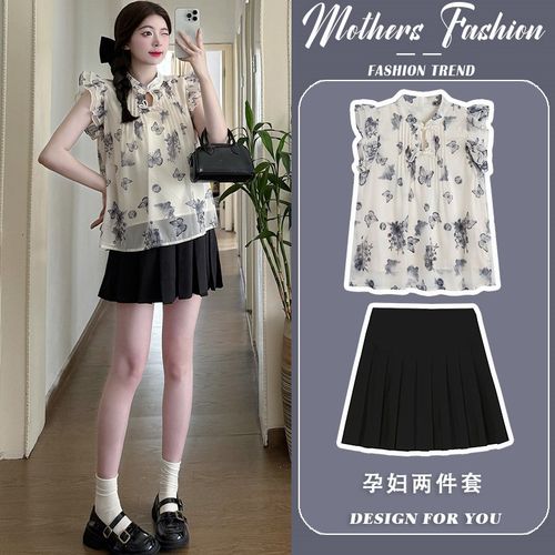 孕妇套装2025新款夏季时尚洋气时髦新中式国风盘扣上衣短裤两件套