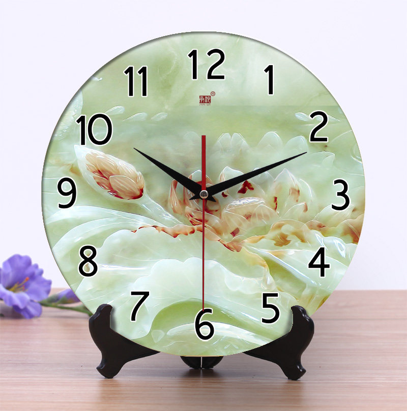 承沁陶瓷钟表创意时钟客厅挂钟座钟静音仿玉雕大数字新中式摆件