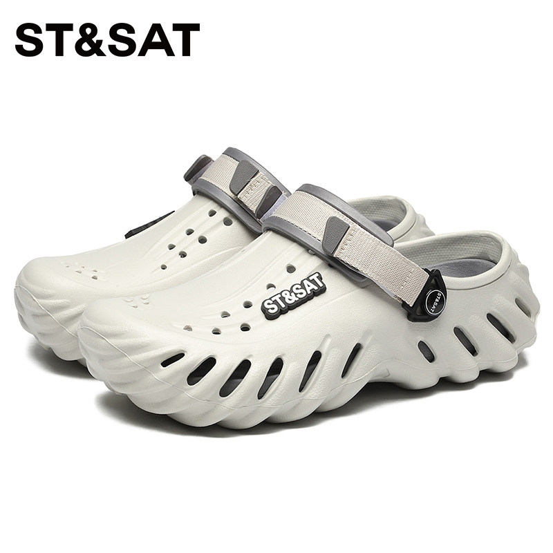 St&Sat/星期六洞洞鞋男户外休闲鞋海边沙滩鞋男士两用包头凉拖鞋