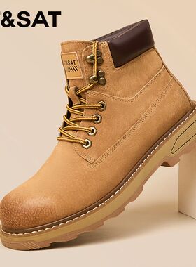 St&Sat/星期六男鞋冬季高帮复古英伦马丁靴加绒保暖休闲短筒工装