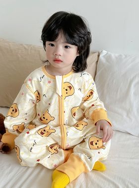 宝宝睡衣春秋款纯棉防着凉1一3岁半儿童连体睡袋恐龙男童夏季大童