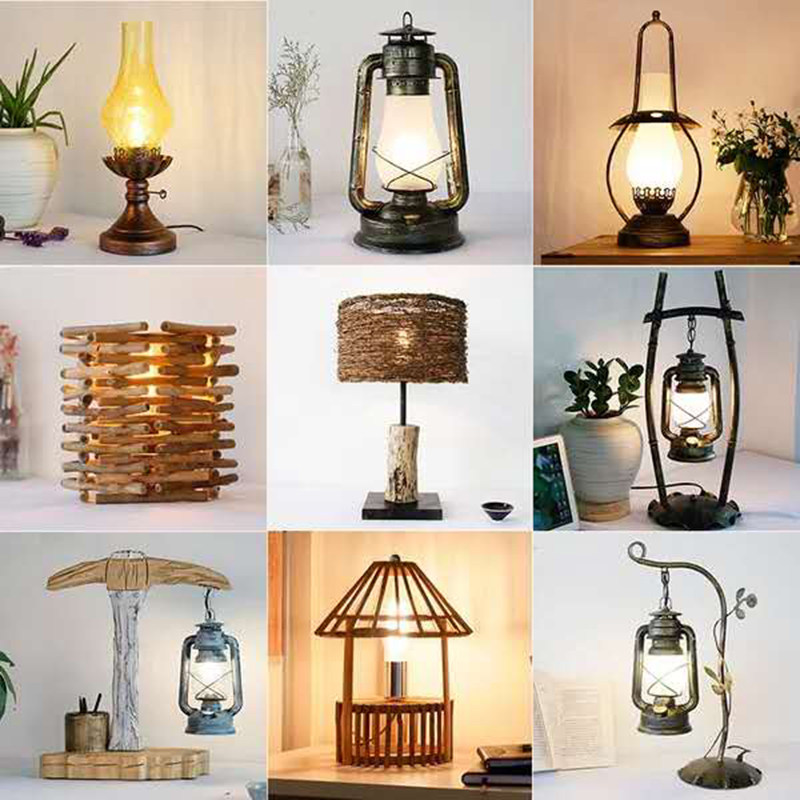 美式乡村怀旧复古卧室q床头台灯创意艺术个性书桌灯铁艺马灯灯饰,家装灯饰光源,装饰台灯,淘宝优惠券,粉丝福利购,淘宝优惠卷