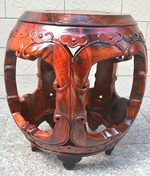 高级红木 独板无拼接 老x挝大红酸枝雕花鼓凳/鼓墩(成品),住宅家具,红木椅凳,淘宝优惠券,粉丝福利购,淘宝优惠卷