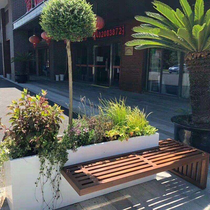 户外铁艺长凳花箱组合市政公园长椅园林景观花盆阳台花架庭院设计