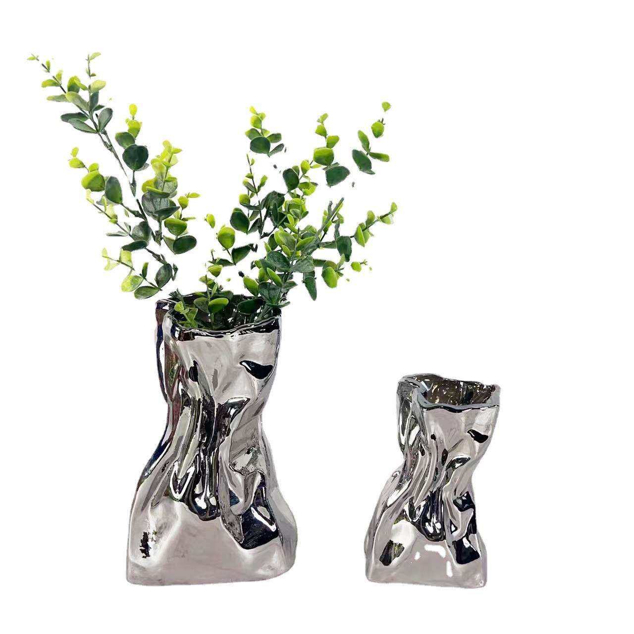 现代银色褶皱玻璃花器售楼处客厅茶几餐厅餐桌装饰品摆件,玩具/童车/益智/积木/模型,毛绒/玩偶/公仔/布艺类玩具,淘宝优惠券,粉丝福利购,淘宝优惠卷