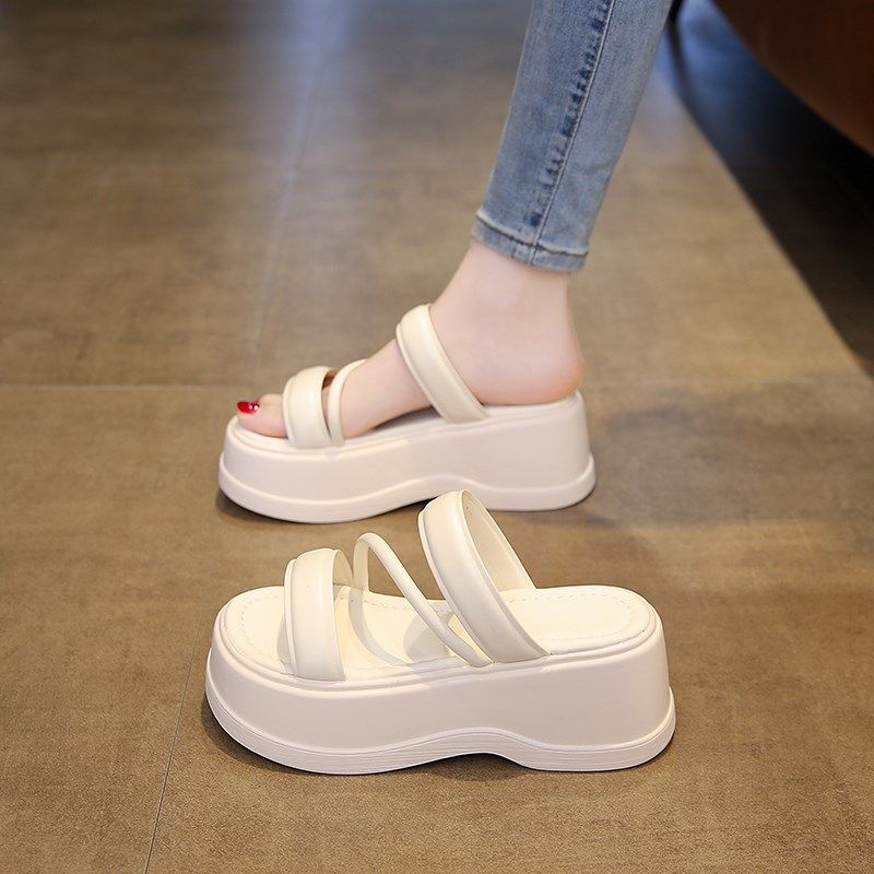 小个子增高7厘米凉拖鞋女夏外穿2025新款仙女风厚底松糕沙滩凉鞋,女鞋,一字拖,淘宝优惠券,粉丝福利购,淘宝优惠卷