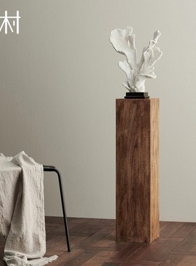 侘寂风复古方形实木墩子花架底座原木树桩样板房茶室玄关落地摆件