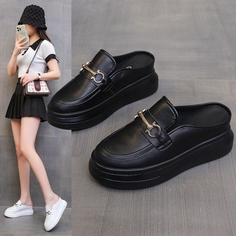 2024夏季新款7cm内增高包头半拖鞋女百搭显瘦外穿懒人拖鞋一字拖,女鞋,包头拖,淘宝优惠券,粉丝福利购,淘宝优惠卷