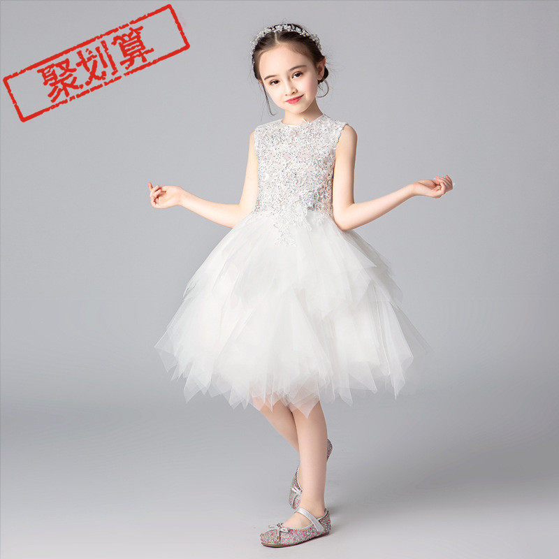 公主裙女童蓬蓬纱花童走秀婚纱儿童生日晚礼服小主持人钢琴演出服