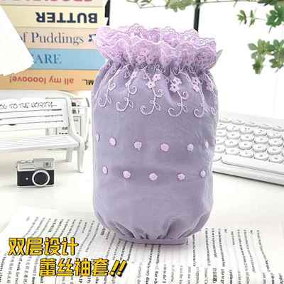 白色蕾丝短款袖套女秋冬办公室羽绒服套袖学生浅绿色工作防脏护袖