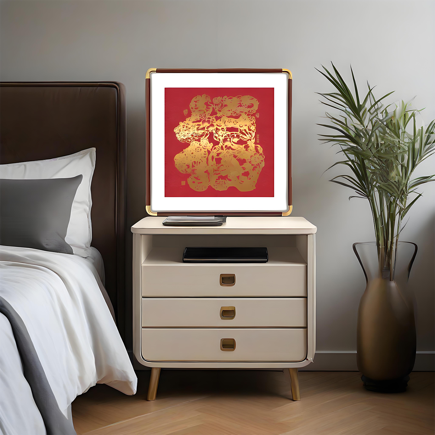 福字铜雕画玄关装饰画卧室床头画