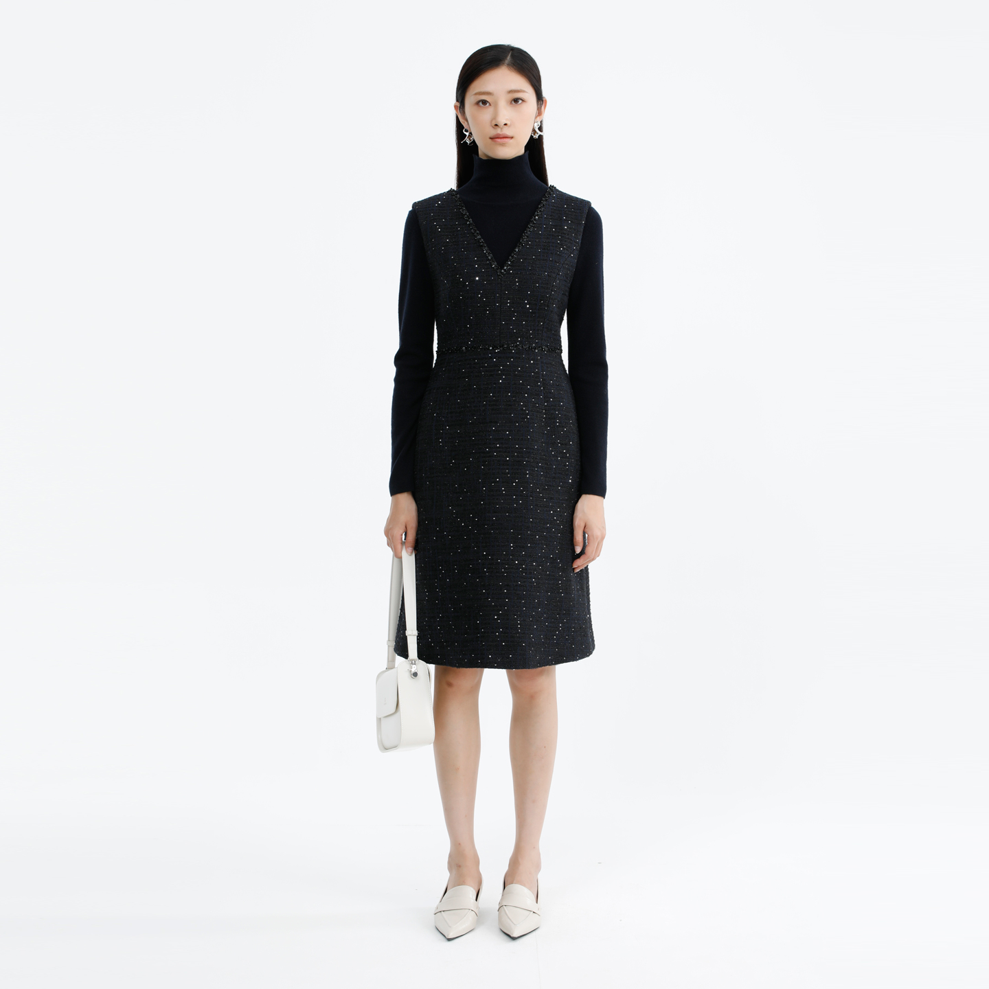 卡莉朵拉连衣裙C27D7555冬季新款显瘦精致优雅经典高级轻奢