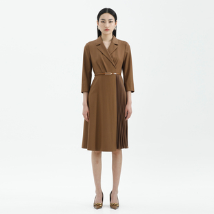 卡莉朵拉连衣裙C26C7506自然柔美知性优雅高级经典 百搭羊毛长裙