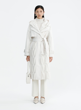 卡莉朵拉羽绒服C27D7908冬季新款时尚经典白色极简高级