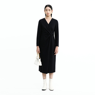 卡莉朵拉连衣裙C26D7533冬季新款经典百搭立体丰富气质感