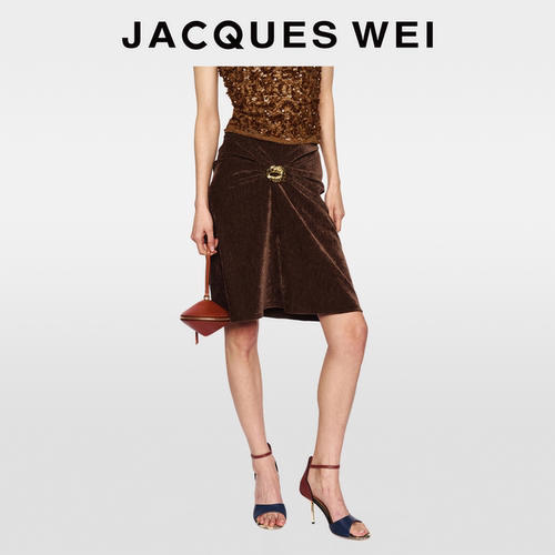 JACQUESWEI马鬓毛金扣丝绒半裙女