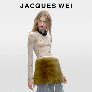 内搭羊毛衫 JACQUES 高领打底衫 秋冬浅卡其烫钻修身 女 WEI2025新款