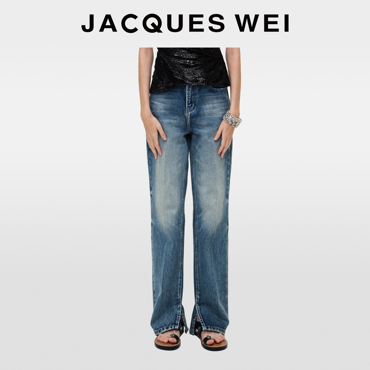 JACQUESWEI设计师款水洗牛仔裤女