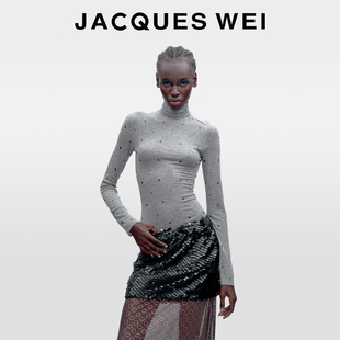 长袖 灰色烫钻内搭保暖羊毛高领修身 上衣 WEI2025秋冬新款 JACQUES