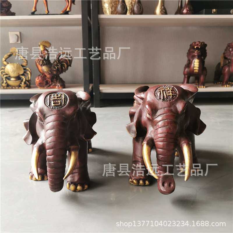 纯铜象摆件家居酒柜客厅彩铜象摆件 纯铜大型动物摆设装饰品