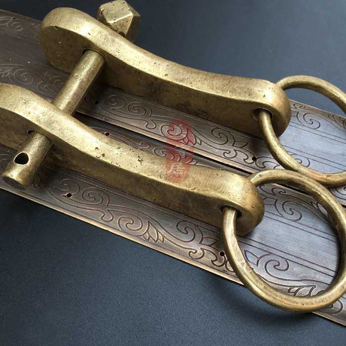 中式仿古大门直条拉手家具柜门五金铜配件古建筑装饰刻花门条把手