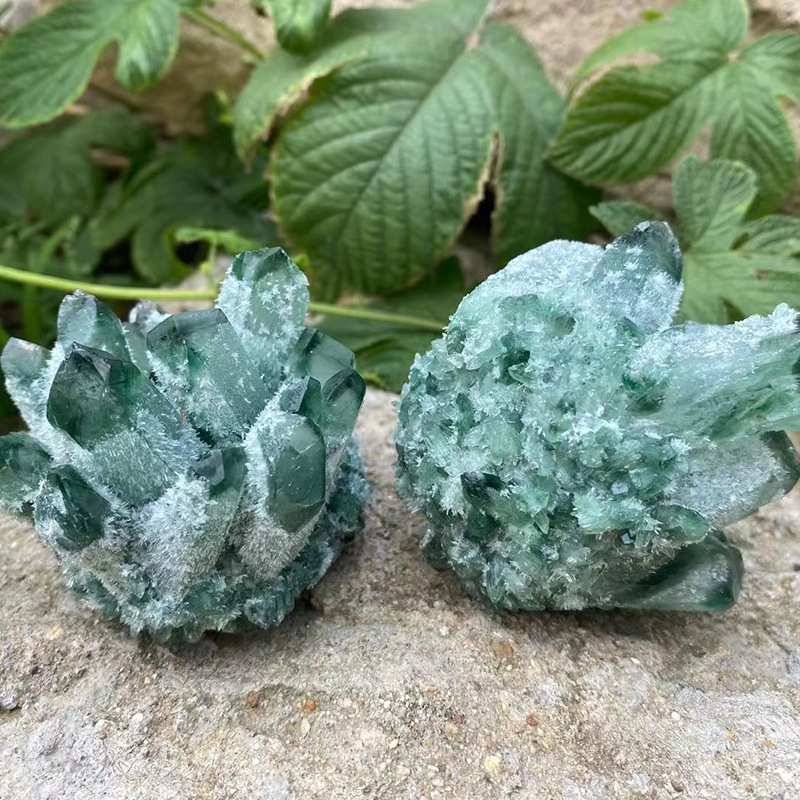 天然绿幽灵水晶晶簇摆件绿色水晶簇居家办公室书桌摆件厂家 价