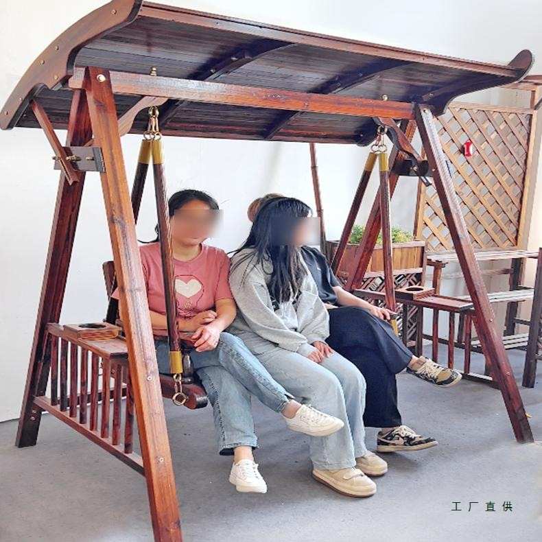 秋千户外庭院实木摇椅别墅露台院子花园吊椅成人多人防腐木荡秋千