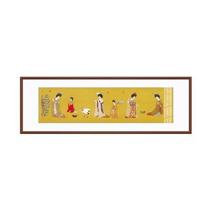 簪花仕女图挂画虢国夫人游春图捣练图客厅装饰画古代名画床头画