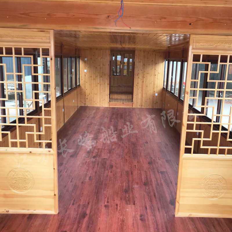 仿古电动船旅游木船景区餐饮仿古接待船屋16米双层接待画舫船