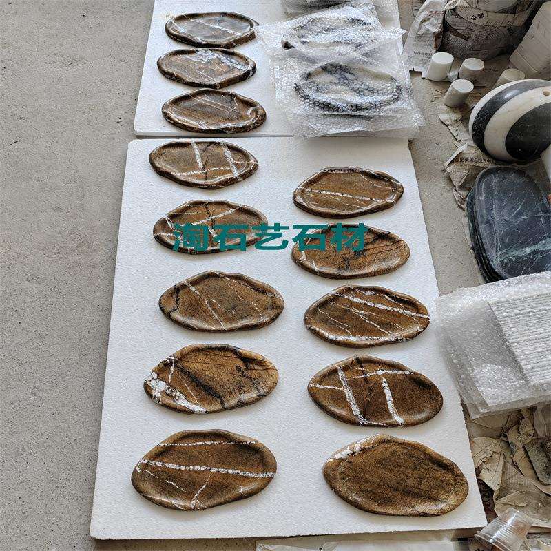 云浮家用天然大理石托盘轻奢厚黑色异形饰品收纳盘酒店洗手台托盘