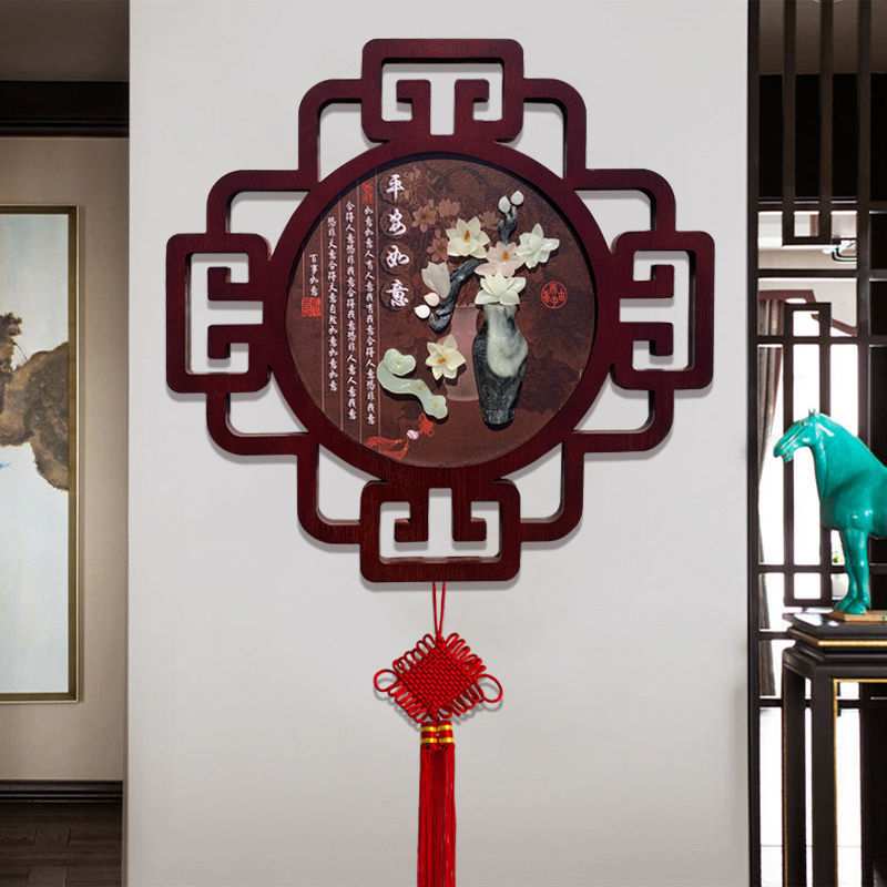 客厅装饰画新中式福字挂画入户玄关走廊过道壁画玉画浮画