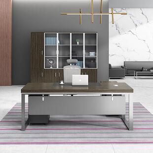 虚圆新款老板办公桌简约钢架组合办公家具经理桌主管办公桌