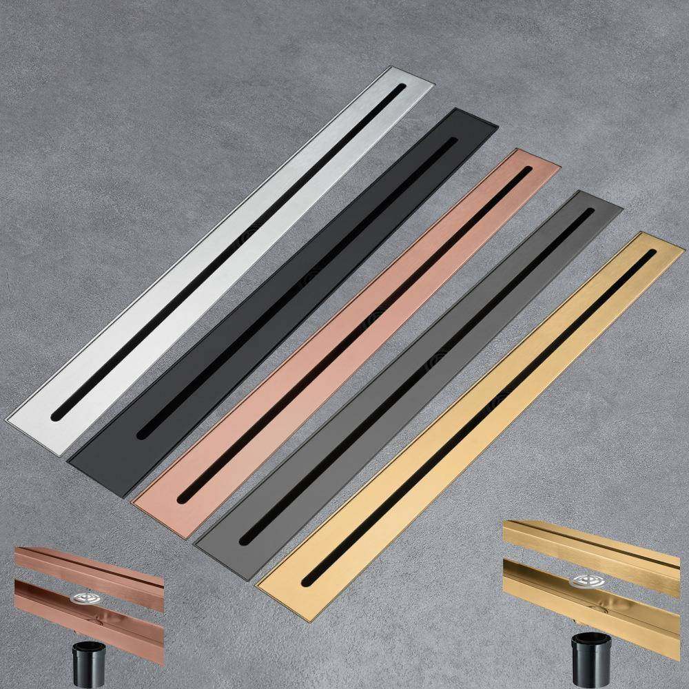 HIDEEP600*55mm不锈钢窄线长地漏卫生间大排水量防臭地漏配直排管