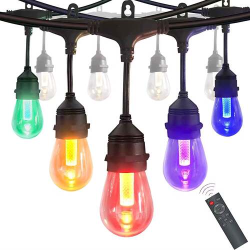 太阳能S14RGB遥控灯串防水圣诞节节日装饰灯