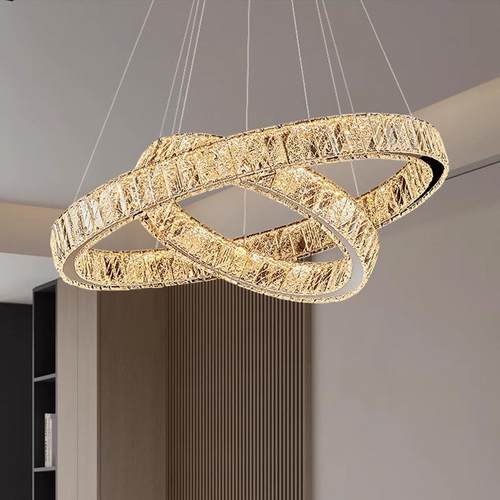 轻奢水晶吊灯客厅餐厅高端简约现代圆形水晶吊灯直销吊灯