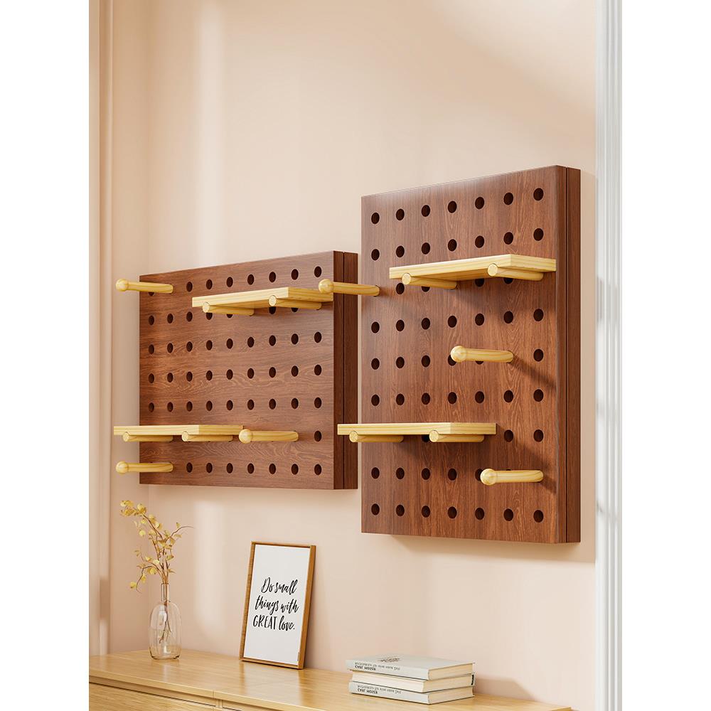 实木电表箱装饰画奶油风洞洞板置物架配电箱强弱电盒遮挡盖板壁挂