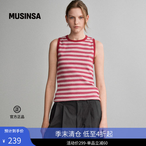 夏季女士休闲条纹无袖衫