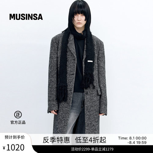 女士春夏新品羊毛单排扣长款大衣