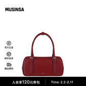 经典 STAND OIL韩国女士25冬季 廓形带扣通勤方形保龄球包包MUSINSA