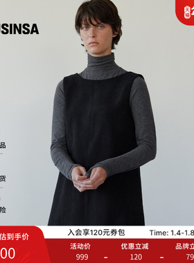 LEVAR韩国25秋冬无袖简约通勤圆领打底内搭绒面连衣裙MUSINSA