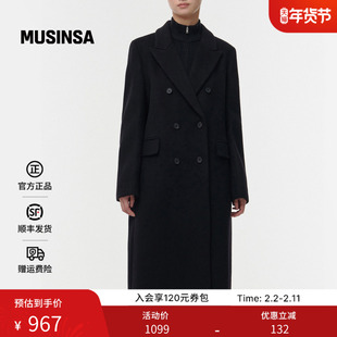 musinsa standard韩国25秋冬女士复古百搭双排扣长大衣