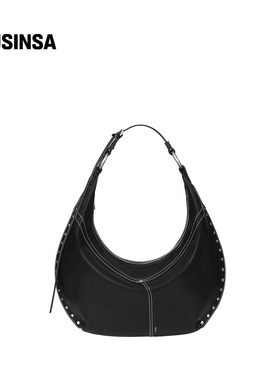 STAND OIL韩国女士25冬季简约半月形银色时尚铆钉新月包MUSINSA