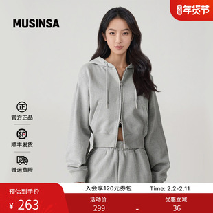 musinsa standard韩国25秋季女士休闲短款双拉链连帽卫衣外套