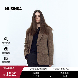 INSILENCE女士25秋季 复古大廓形简约质感羊毛短外套MUSINSA 经典