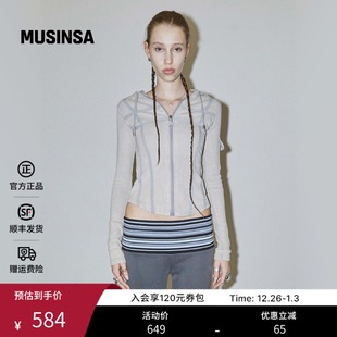 外套MUSINSA 针织上衣复古显瘦短款 SCULPTOR 韩国25秋冬连帽修身